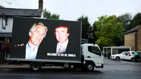 Four Arrests Carried Out Following Trump and Jeffrey Epstein Pictures Projected on Royal Castle
